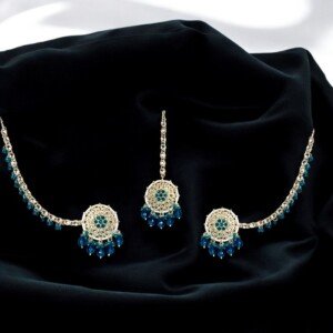 Earing Maangteeka Set - Navy Blue