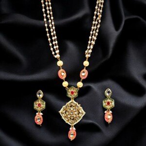 Rajasthani Necklace Set - Orange