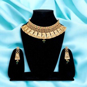 Gold Plated Necklace Set - Green
