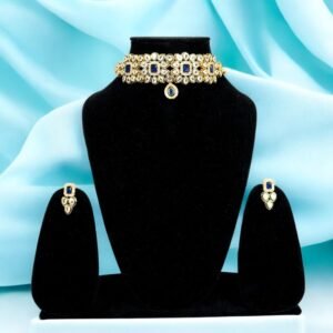 Kundan Choker Set - Navy Blue