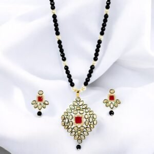 Kundan Necklace Set - Black