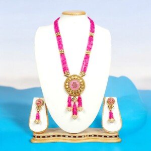 Moti Mala - Necklace Set - Pink