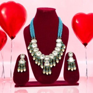 Moti Mala - Necklace Set - Sky Blue