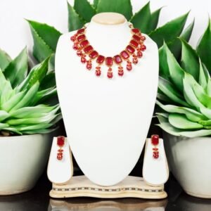 Necklace Set - Carbon Stone Red