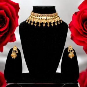 Gold Plated Antique Necklace Choker Set