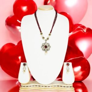 Necklace Earing Set - Maroon