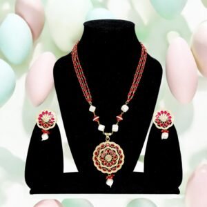 Moti Mala - Necklace Set - Maroon