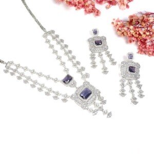 AD (American Diamond) - Purple Necklace Set