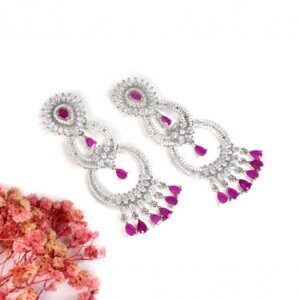 AD (American Diamond) - Pink Earings