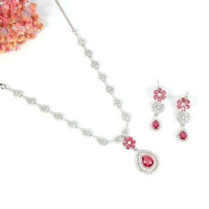 AD (American diamond) - Red Necklace Set