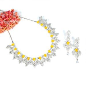 AD (American Diamond) - Yellow Necklace Set