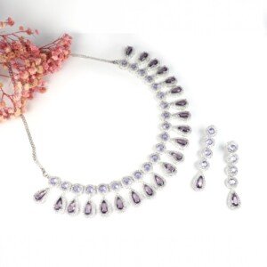 AD (American Diamond) - Purple Necklace Set