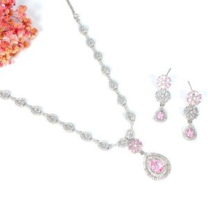 AD (American Diamond) - Pink Necklace Set