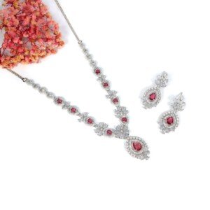 AD (American Diamond) - Red Necklace Set