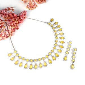 AD (American Diamond) - Yellow Necklace Set