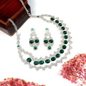 AD (American Diamond) - Green Necklace Set