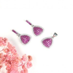 AD (American Diamond) - Maroon Pendant Set