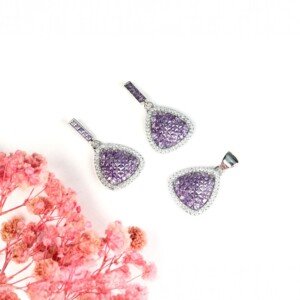 AD (American Diamond) - Purple Pendant Set