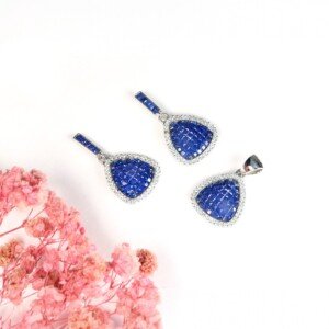 AD (American Diamond) - Navy Blue Pendant Set