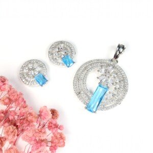 AD (American Diamond) - Ocean Blue Pendant Set