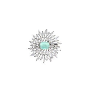 AD (American Diamond) - Mint Green Barooch (Saree Pin)