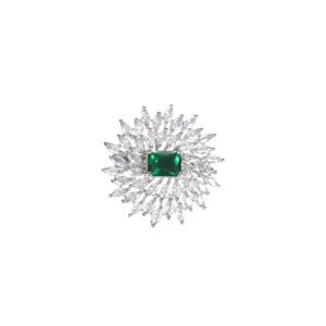 AD (American Diamond) - Green Barooch (Saree Pin)
