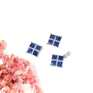 AD (American Diamond) - Navy Blue Pendant Set