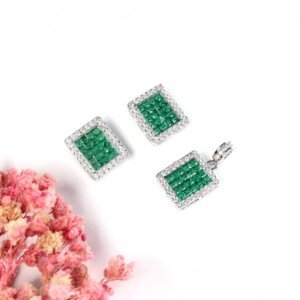 AD (American Diamond) - Green Pendant Set