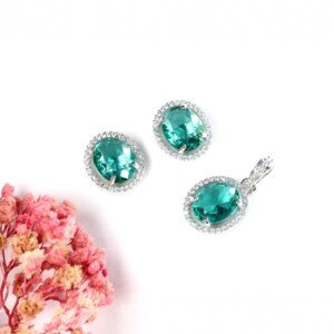AD (American Diamond) - Green Pendant Set